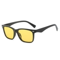 Lunettes de soleil carrées classiques avec monture noire mate et verres jaunes - Monture Noire Verres Jaunes