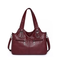 Elegante borsa a mano bordeaux con doppia cerniera e tracolla regolabile rimovibile - Rosso