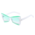 Occhiali da sole farfalla bianco e verde neon con lenti verde chiaro per donna - Montatura Bianco Verde Lenti Verdi