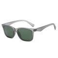Square polarized sunglasses featuring translucent grey frames and dark green lenses - Grey Frame Dark Green Lens