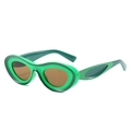 Gafas de sol ovales modernas con montura verde por capas y lentes de color marrón - Marco Verde Lente Té