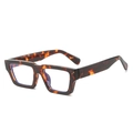 Square tortoise shell anti-blue light glasses with thick frames in a stylish retro design - Black Frame with Tortoise Temples