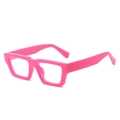Square thick frame glasses in rose pink finish with wide temples and anti-blue light lens - Rose Red Frame