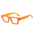 Fashionable square orange thick frame glasses with blue light blocking lenses - Orange Frame