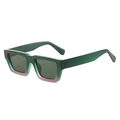 Occhiali da sole rettangolari retrò con montatura sfumata verde e rosa stile di strada - Montatura Sfumata Verde Rosa Lenti Verdi