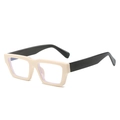 Square beige and black frame glasses with blue light blocking lenses in a sleek finish - Cream Frame Black Legs
