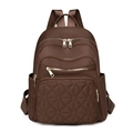 Deep brown quilted nylon backpack for women with luxury gold-tone hardware detailing - Coffee