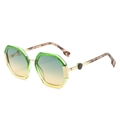 Polygon-Sonnenbrille mit grünen Verlaufsgläsern und Bügeln mit Schildpatt-Muster - Grüngelber Rahmen Grüngelbe Gläser