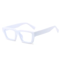 Minimalist white thick square glasses frame with anti-blue light clear lenses for women - White Frame