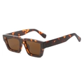 Retro small square sunglasses with tortoiseshell frame and dark brown lenses - Leopard Frame Brown Lens