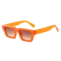 Retro small frame sunglasses with bright orange thick rims and brown gradient lenses - Orange Frame Double Brown Lens
