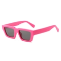 Occhiali da sole rettangolari alla moda con montatura rosa fluo e lenti grigio scuro - Montatura Rosa Rosso Lenti Grigie
