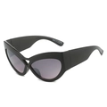 Occhiali da sole butterfly oversize con montatura nera opaca e lenti viola sfumate - Montatura Nera Doppia Lente Grigia