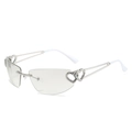 Rimless heart sunglasses with silver metal temples and cut-edge lenses in Y2K style - Regular / Silver Frame White Silver Mirror Lens