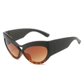 Occhiali da sole cat-eye oversize con montatura nero-leopardo e lenti arancioni sfumate - Leopardo Nero / Marrone Sfumato