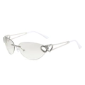 Frameless cat-eye sunglasses with heart-shaped metal hinges and silver temples - Silver Frame Light Mercury Lens
