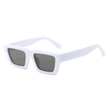 Retro small rectangle sunglasses with white frame and dark grey lenses for street style - Regular / Standard (Incl. 13% VAT Invoice) White Frame Full Gray Lenses