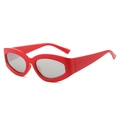 Fashionable bright red cat eye sunglasses with light gray lenses in a stylish PC frame - Red Frame Silver Mirror Lens