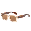 Chic rectangle sunglasses with champagne frame and tortoiseshell temples for UV400 protection - Champagne Frame Tea Lens