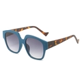 Modieuze oversized blauwe zonnebril met schildpadpootjes en trendy verloopglazen - Blauw Frame Gradiënt Grijze Glazen