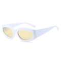Retro white chunky oval cat eye sunglasses with amber tinted lenses for beach style - White Frame Brown Mirror Lens