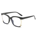 Moderne oversized zwart-gouden montuurbril met vierkante anti-blauw licht glazen - Zwart Montuur