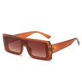 Vintage oversized rectangle sunglasses with brown gradient lenses and transparent frame - Tea Frame Gradient Tea Lens