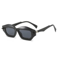 Retro geometric black sunglasses with thick frames and dark grey lenses for a modern look - Regular / Black Frame Grey Lens