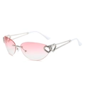 Rimless heart-shaped sunglasses with pink gradient lenses and silver metal frames - Regular / Silver Frame Gradient Pink Lens