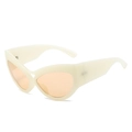 Cat eye sunglasses in cream white frames with light orange semi-transparent lenses - Beige Frame Light Tea Lens