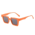 Modern square sunglasses featuring bright orange thick frames and dark grey lenses - Regular / Orange Frame Grey Lens