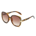 Retro ovale Sonnenbrille mit Schildpatt-Rahmen und braunen Verlaufsgläsern - Leopard-Rahmen Braune Verlaufsgläser