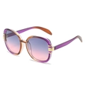 Ovale Sonnenbrille in Lila und Schildpatt mit lila Verlauf und Golddekor - Violetter Rahmen Grau Violette Gläser