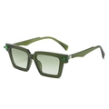 Modische quadratische Sonnenbrille mit dunkelgrünem Rahmen und grünen Verlaufsgläsern - Grüner Rahmen / Grüne Gläser