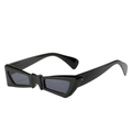 Fashionable butterfly-shaped sunglasses with thick black frames and dark grey lenses - Regular / Black Frame Grey Lens