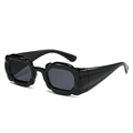 Occhiali da sole fashion Y2K con spessa montatura nera ondulata e lenti grigio scuro - Regolare / Nero