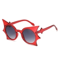 Gafas de sol rojas con forma de murciélago y lentes de degradado gris para fiestas top - Montura Roja Lentes Doble Gris