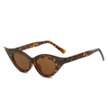 Vintage Katzenaugen Sonnenbrille mit klassischem Schildpattrahmen und braunen Gläsern - Leoparden-Rahmen / Teebraune Gläser