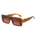 Flat top square sunglasses with leopard tortoise shell frame and brown gradient lenses - Leopard Frame Gradient Brown Lens