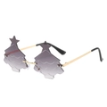 Lunettes de soleil sapin de Noël sans monture avec verres dégradés violets et étoile - Monture Dorée Verre Dégradé Gris