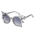 Unique bat-wing shaped sunglasses with grey gradient lenses in a transparent smoke finish - Grey Frame Grey Lens