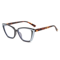 Occhiali anti-luce blu cat-eye TR90 con montatura bicolore blu e aste tartarugate - Bicolore Bianco E Nero Asta Leopardata (5205)