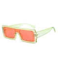 Neon green oversized rectangle sunglasses with orange lenses and transparent frame - Green Frame Red Lens