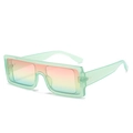 Oversized square sunglasses in translucent mint green with vibrant rainbow gradient lenses - Green Frame Gradient Rainbow Lens