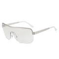 Modern semi-rimless sunglasses with silver metal frame and white temple tips - Silver Frame Light Mercury