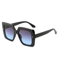 Schmetterling-Sonnenbrille mit schwarzem Rahmen und blau-violettem Verlauf - Schwarzer Rahmen Graublaue Gläser
