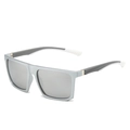 Occhiali da sole squadrati oversize con montatura argento opaco e stanghette bicolore - Standard / Standard (incl. 13% IVA) montatura argentata lenti a specchio argento
