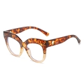 Retro cat-eye glasses frame with tortoise gradient design and metallic rivet accents - Leopard and Champagne
