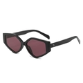Geometric triangle sunglasses with a black frame and translucent dark red lenses - Black Frame Pink Lens