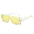 Oversized retro sunglasses with transparent light yellow frame and metallic rivet detail - Yellow Frame Yellow Lens